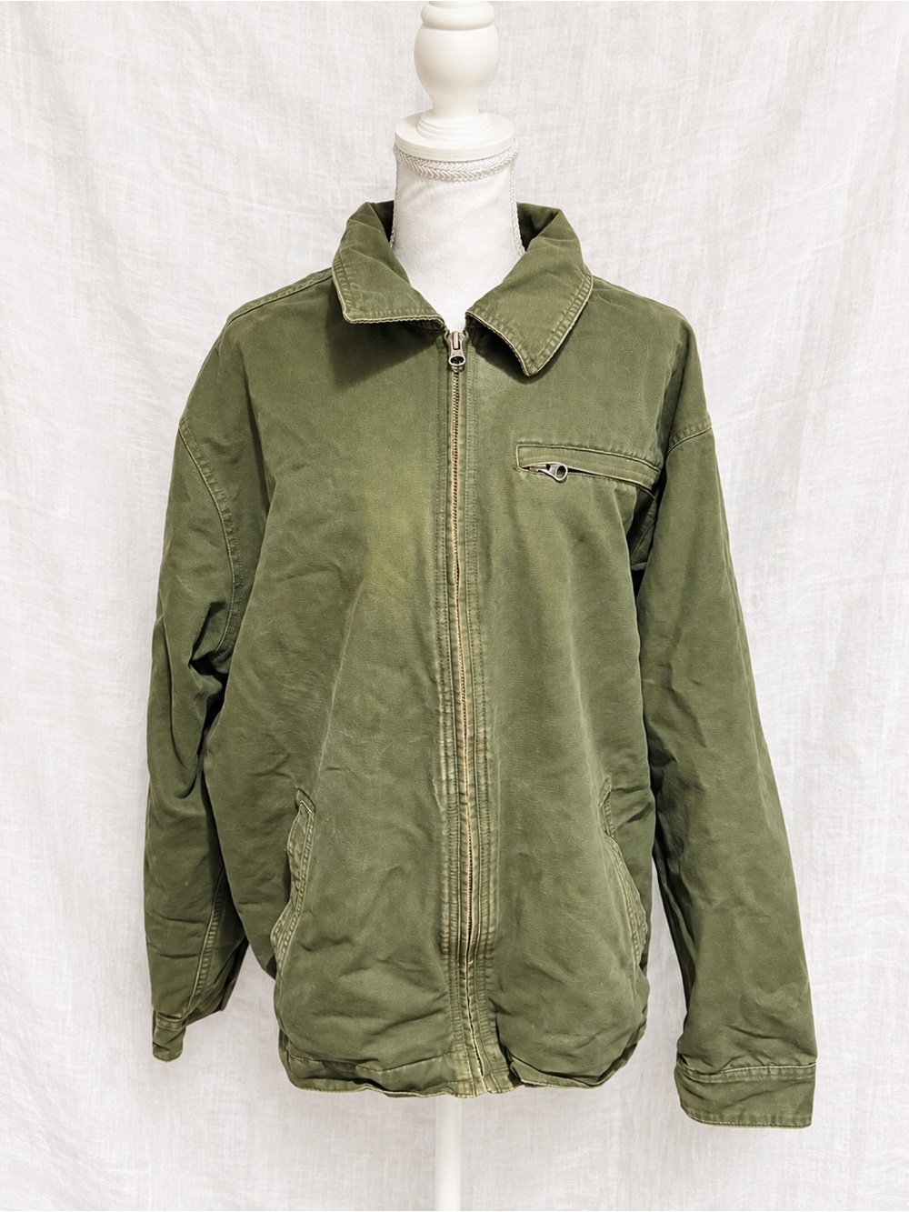 Denver Hayes Men’s Olive Green Canvas Chore Jacket Workwear Size Large